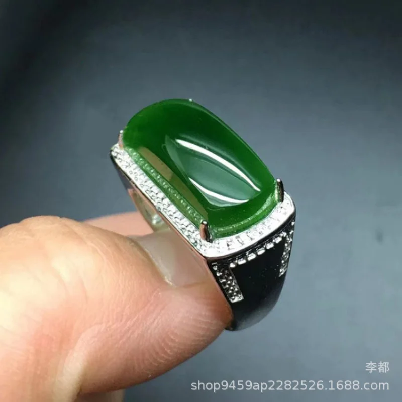 

Кольцо-седло из натуральной русской яшмы для мужчин и женщин, регулируемое кольцо из серебра 925 пробы с инкрустацией из нефрита Хэтянь