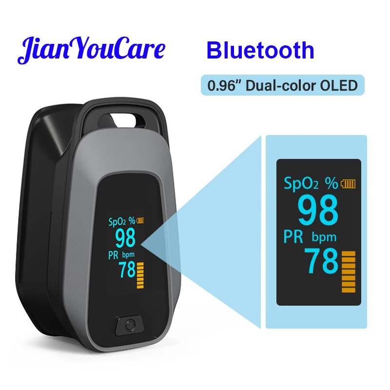 JYHealth Bluetooth APP Control Wireless Portable Oxygen Saturation SPO2 PR Oximetro De Dedo Finger Pulsioximetro pulse Oximeter