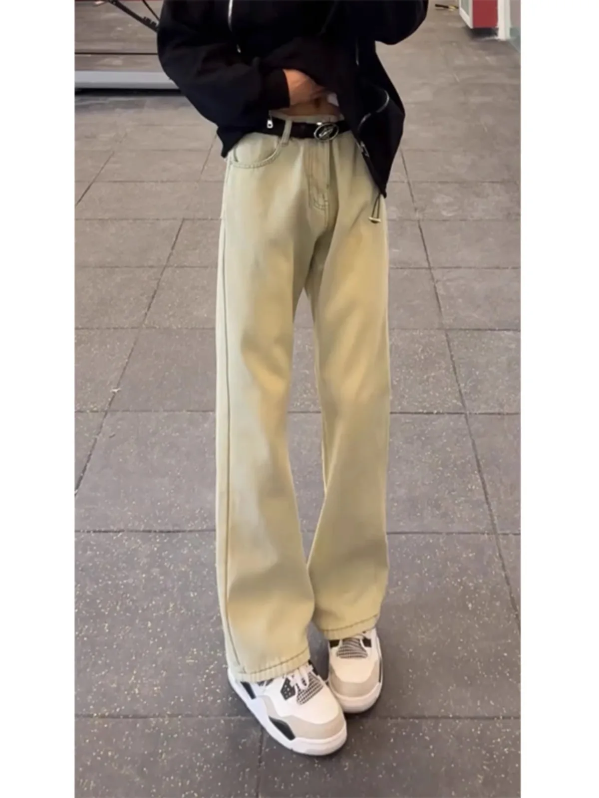 

Мужские грязевые джинсы с завышенной талией в стиле ретро, осенне-зимние прямые брюки, облегающие, уличные, американские, молодежные, износостойкие, из хлопка