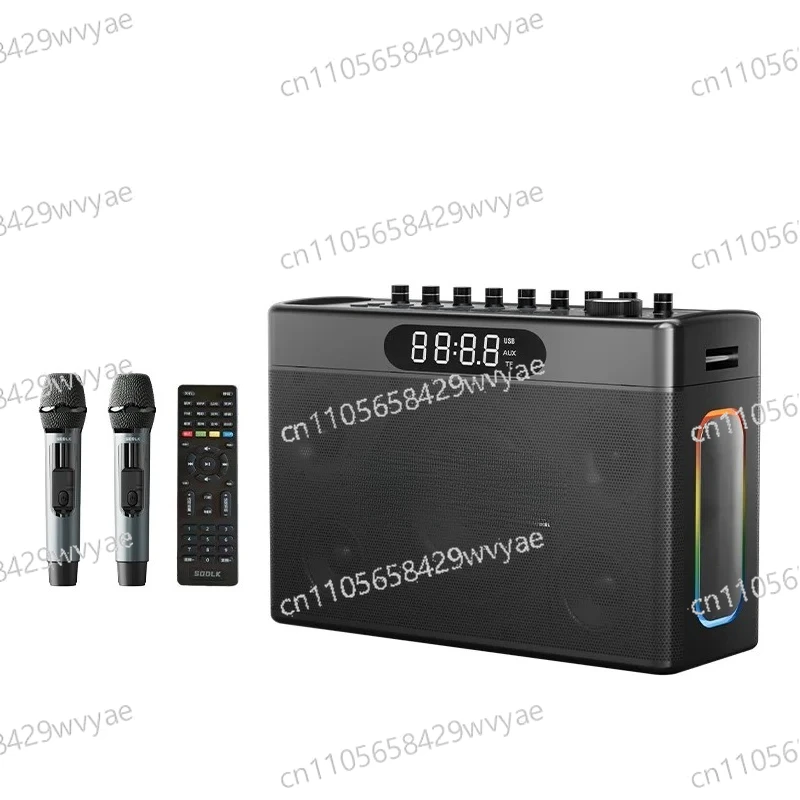 

S1127 PLUS 300W Karaoke Machine Outdoor Portable Speaker, Supports AUX MIC OTG Live Party, Comes with 2 Wireless Microphones,