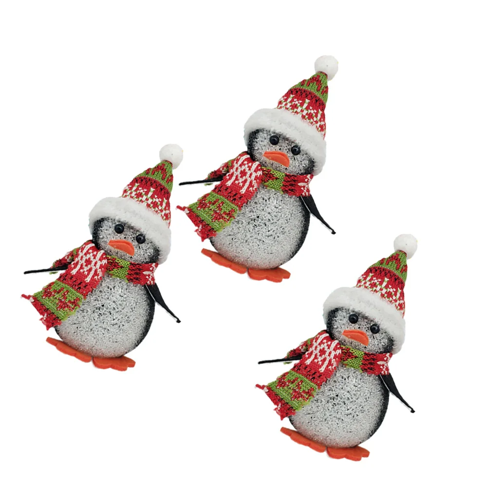 3 قطعة مصباح البطريق عيد الميلاد الملونة LED ضوء الليل لعرض ديكور المنزل لينة توهج هدية البطريق ضوء الليل