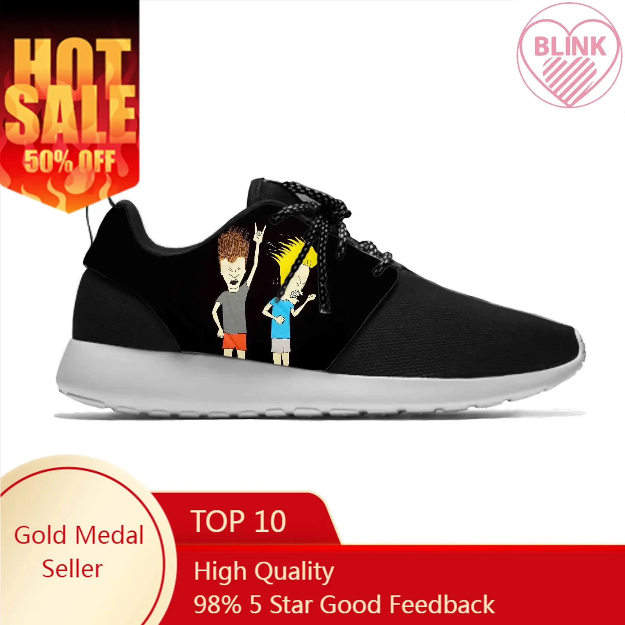 Hot Butthead Rock Anime Cartoon Manga Comic Beavis Sport Running Shoes Casual Breathable Lightweight 3D Print Men Women Sneakers