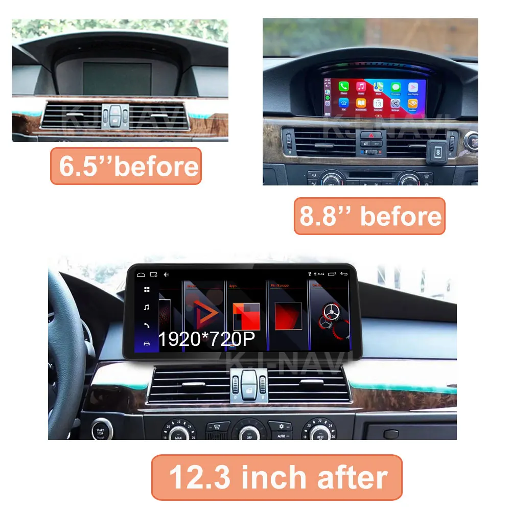 12.3 Inch IPS Screen Android 14 For BMW 5 Series  E60 E61 CIC CCC System 4G LTE Car GPS Navigation Video Radio Player Multimedia