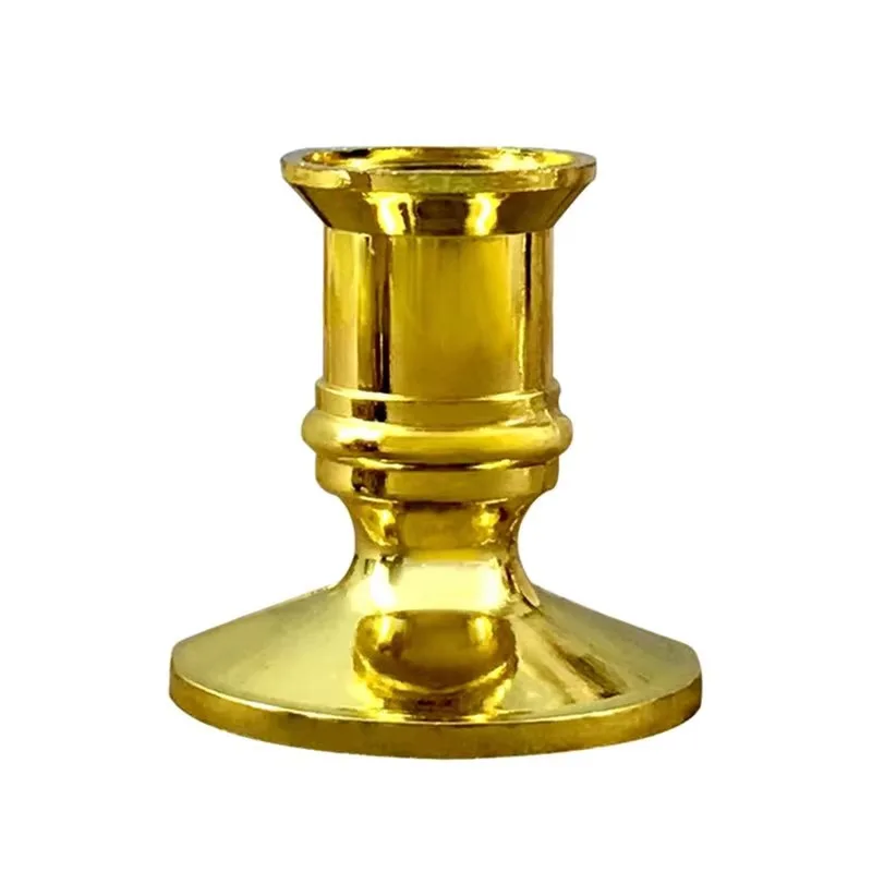 10 Pcs Gold Pillar Candle Base Taper Candle Holder Candlestick Vintage Christmas Home Decor for Table Mantel Room Decorations