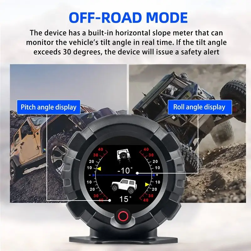 X95 Off-Road Car GPS Slope Meter, Digital Head Up Display Inclinometer, Speedometer, Pitch & Slope Angle Meter-A61E