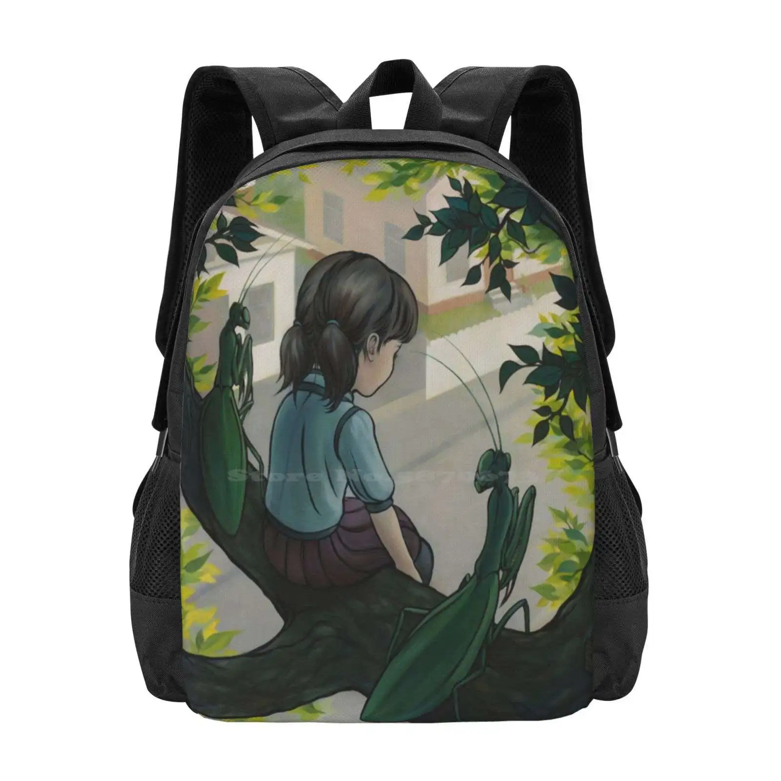 Schul schwänzen mit Freunden Tasche Rucksack für Männer Frauen Mädchen Teenager Kind Kind Haustiere Bäume Gottesanbeterinnen Insekten Insekten Natur Cartoon