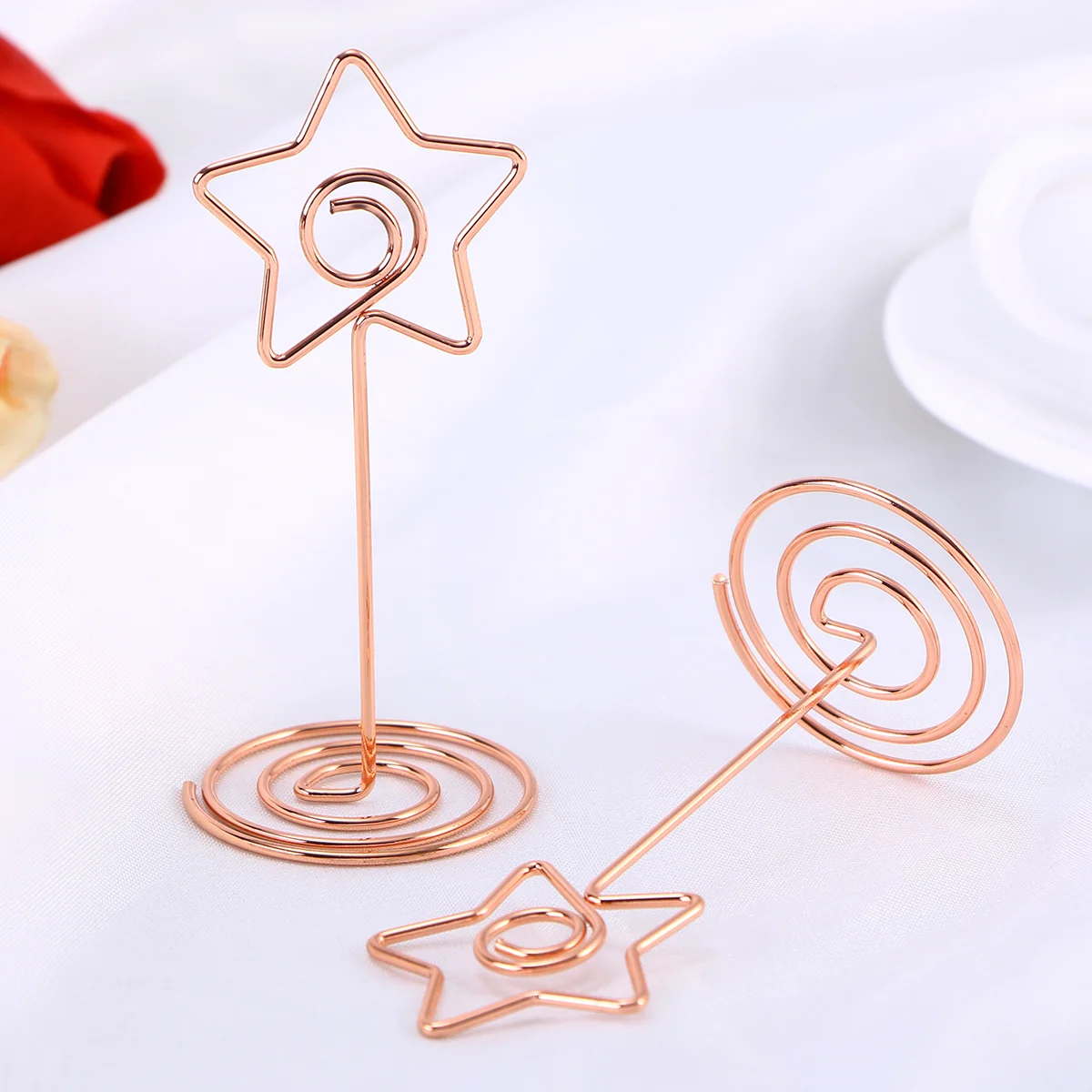 10pcs 85cm Five-pointed Star Memo Photo Stand Holder Paper Note Clips for Wedding Party Table Decoration (Gold)