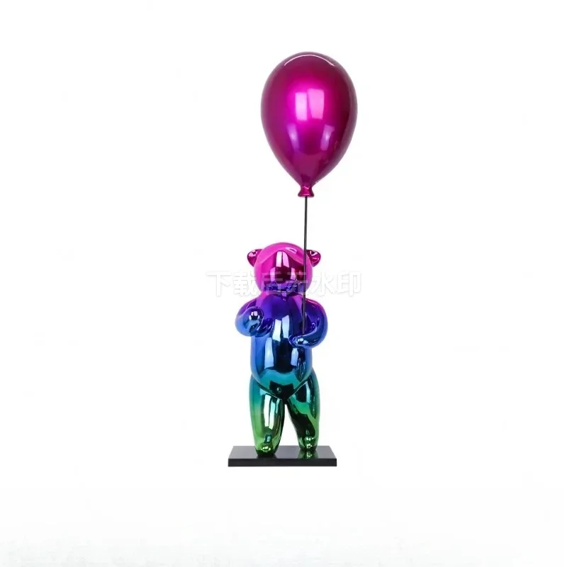 

Fashion Balloon Bear Resin Sculpture Ornament, Modern Home Wall Decor Bedroom Showroom Art Craft HighGrade Holiday Gift Figurine