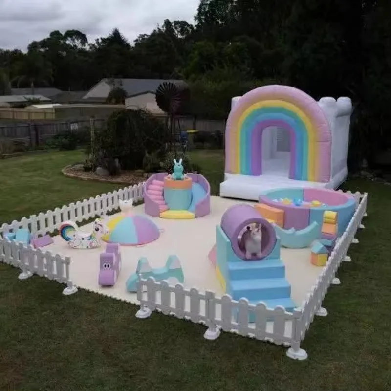Commercial White  Bounce House  Soft Play Ball Pit with Slide Soft Play Equipment for Party Rental