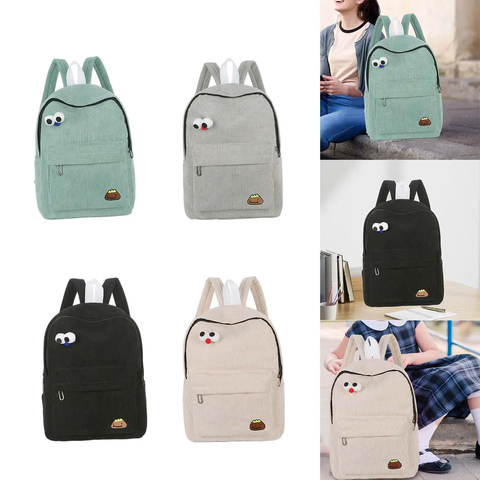 กระเป๋าเป้สะพายหลังผ้าคอร์ดดูรอย น้ำหนักเบา สำหรับใส่แล็ปท็อป เหมาะสำหรับผู้หญิง ผู้ชาย เดินทาง ช้อปปิ้ง