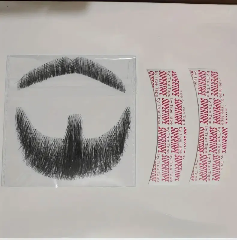 100% cabello humano negro marrón HD encaje malla barba realista bigote falso para hombres maquillaje cabello Facial hecho a mano por barbas invisibles