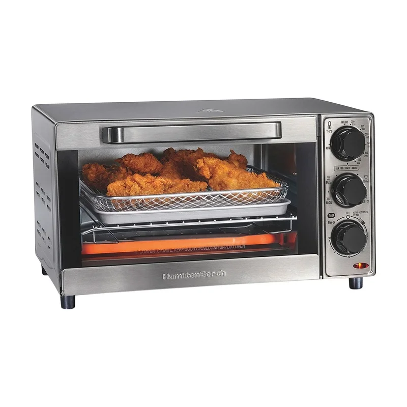 Sure-Crisp Air Fryer Toaster-Ofen, 4-Scheiben-Kapazität, multifunktional, zum Kochen, Backen, Grillen, Toasten, Edelstahl, leicht zu reinigen