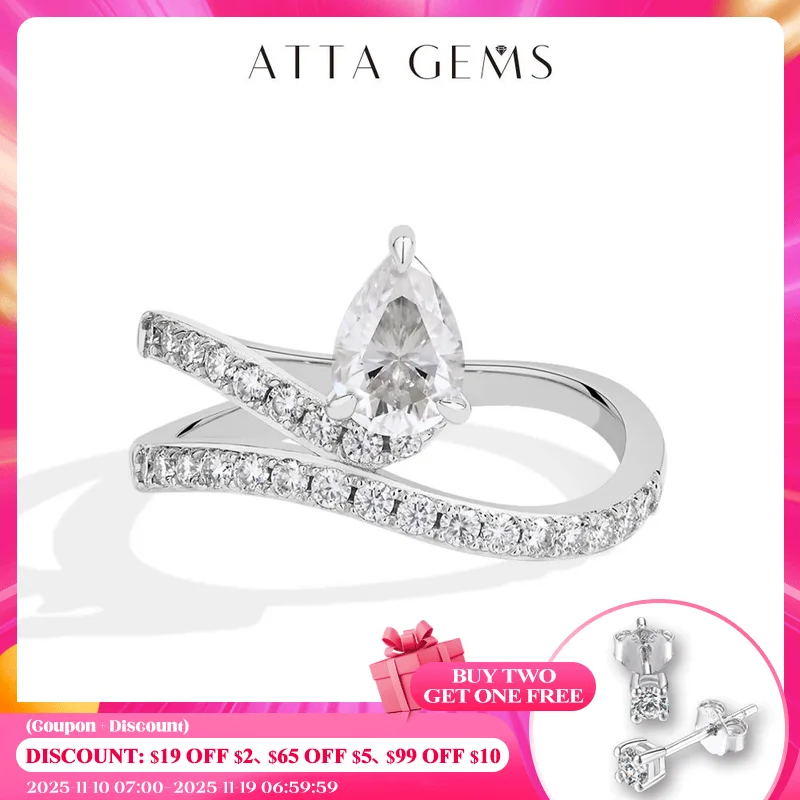 

ATTAGEMS New Pear Cut 0.8CT D VVS1 Moissanite Rings for Women S925 Sterling Silver Wedding Engagement Luxury Rings Fine Jewelry