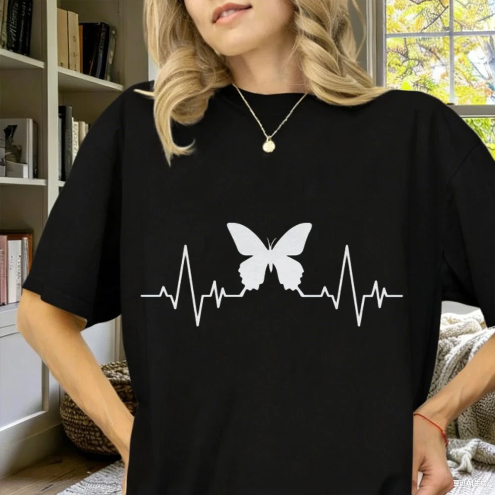 Butterfly Heartbeat Summer Insects Butterflies Garden Spring T-Shirt Where Pulse Line Symbolizes Life Freedom Soul T-Shirt