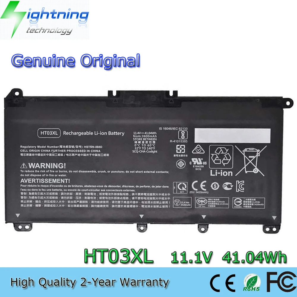 Original Genuíno Ht03xl 11.4v 41.04wh Bateria do Portátil para hp Pavilion 250 255 g7 L114212c2 Hstnn-lb8l L11119855 15-cs 15-da Novo