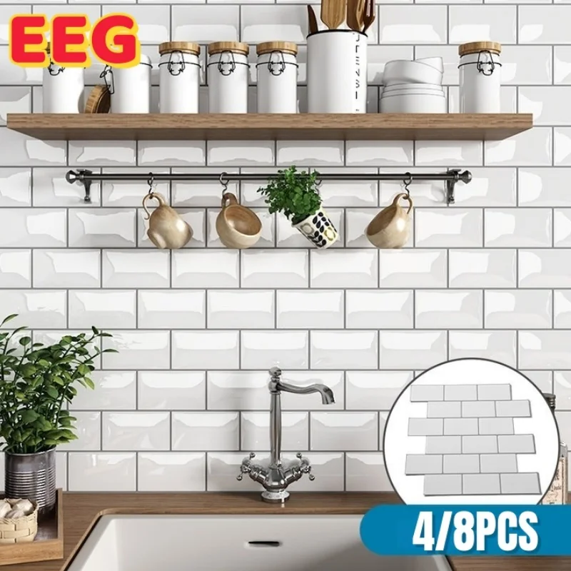 

3d Specular Glass Wall Stickers Peel and Stick Brick Vinyl Wallpaper Bathroom Kitchen Decor Backsplash Self Adhesive Wall Decals