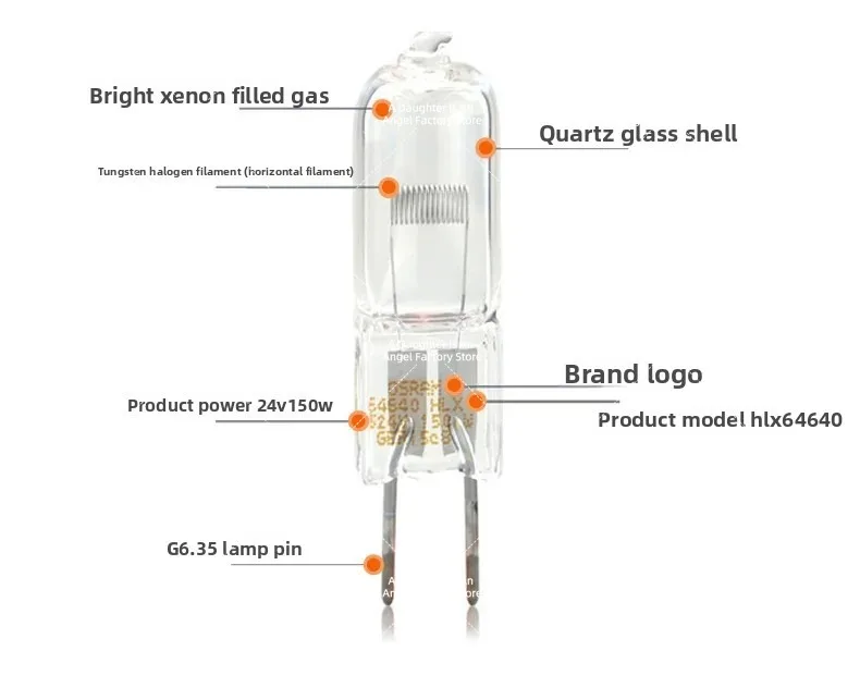 1 piece，For Tungsten Halogen Capsule Bulb Surgical Medical Projector Replacement Lamp. HLX 64640 24V 150W G6.35 FCS