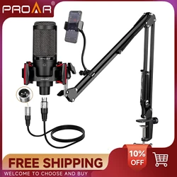 Professional Condenser Microphone XLR Cardioid Studio Recording Podcast Mic For Streaming Gaming Singing Youtube ASMR