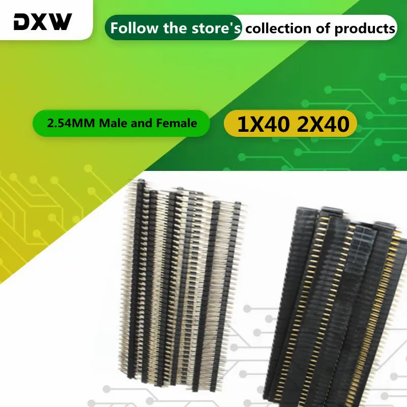 10pcs Connector Strip 40Pin 1x40 2X40 Single Row Male and Female 2.54 Breakable Pin Header Connector Strip for Arduino Black