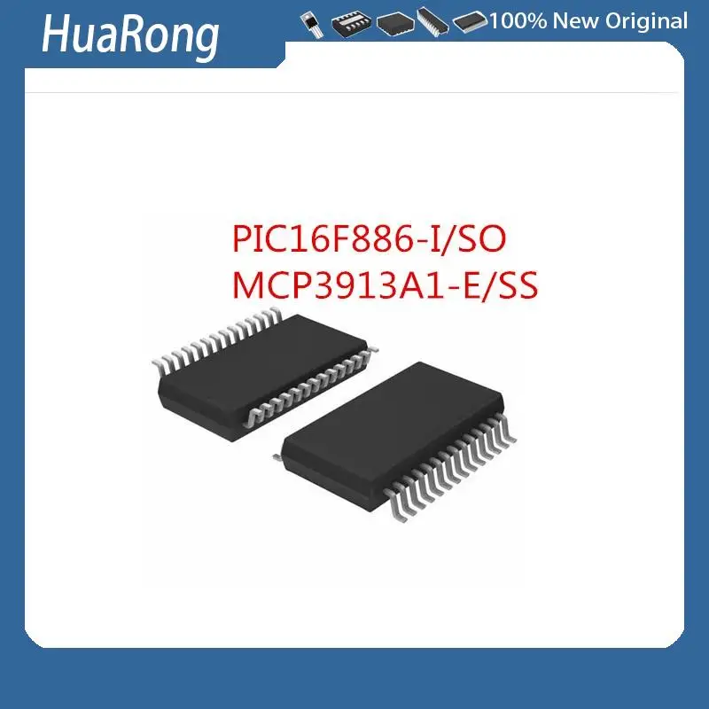 5PCS/LOT    PIC16F886    PIC16F886-I/SO     MCP3913A1-E/SS   MCP3913A1   MCP3913    SSOP28