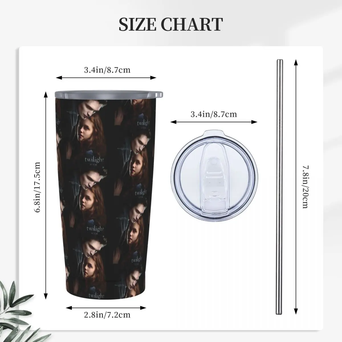 The Twilight Saga Vampire Stainless Steel Tumbler Vacuum Insulated Mugs Thermal Cold Bottle Straw With Lid 20oz