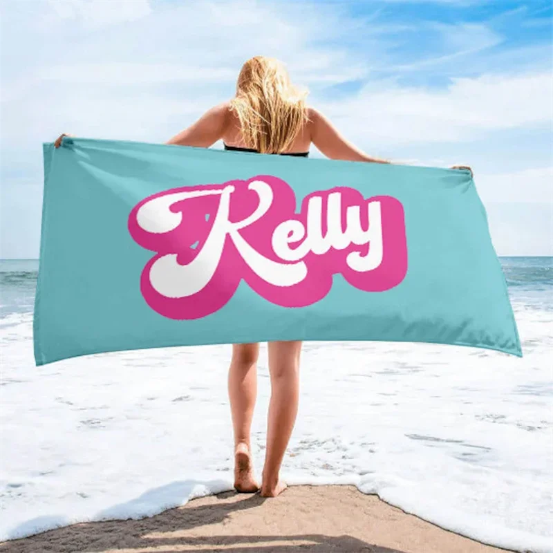 Custom Personalized Name Beach Towel Colorful Bath Towels for Girl Microfiber Quick Dry Custom Sand Free Beach Yoga Spa Gym Pool