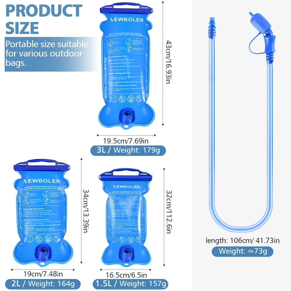 NEWBOLER Wasserblase, Wasserreservoir, Trinkrucksack, Aufbewahrungstasche, BPA-frei, 1,5 l, 2 l, 3 l, Lauf-Trinkweste, Rucksack – Detail 3