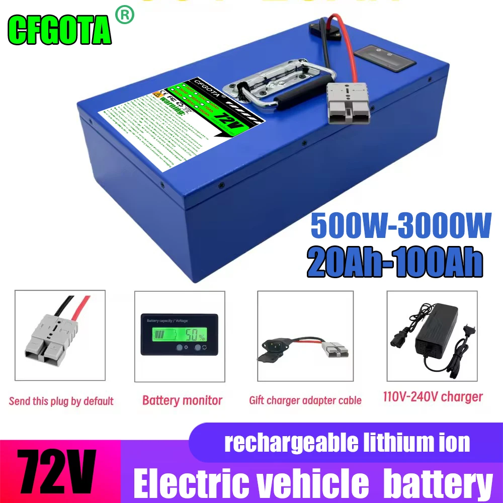 

Air fast transportation Large capacity 18650 lithium battery 72V 100AH Suitable for 250-3000W motors 72V equipment Full capacity