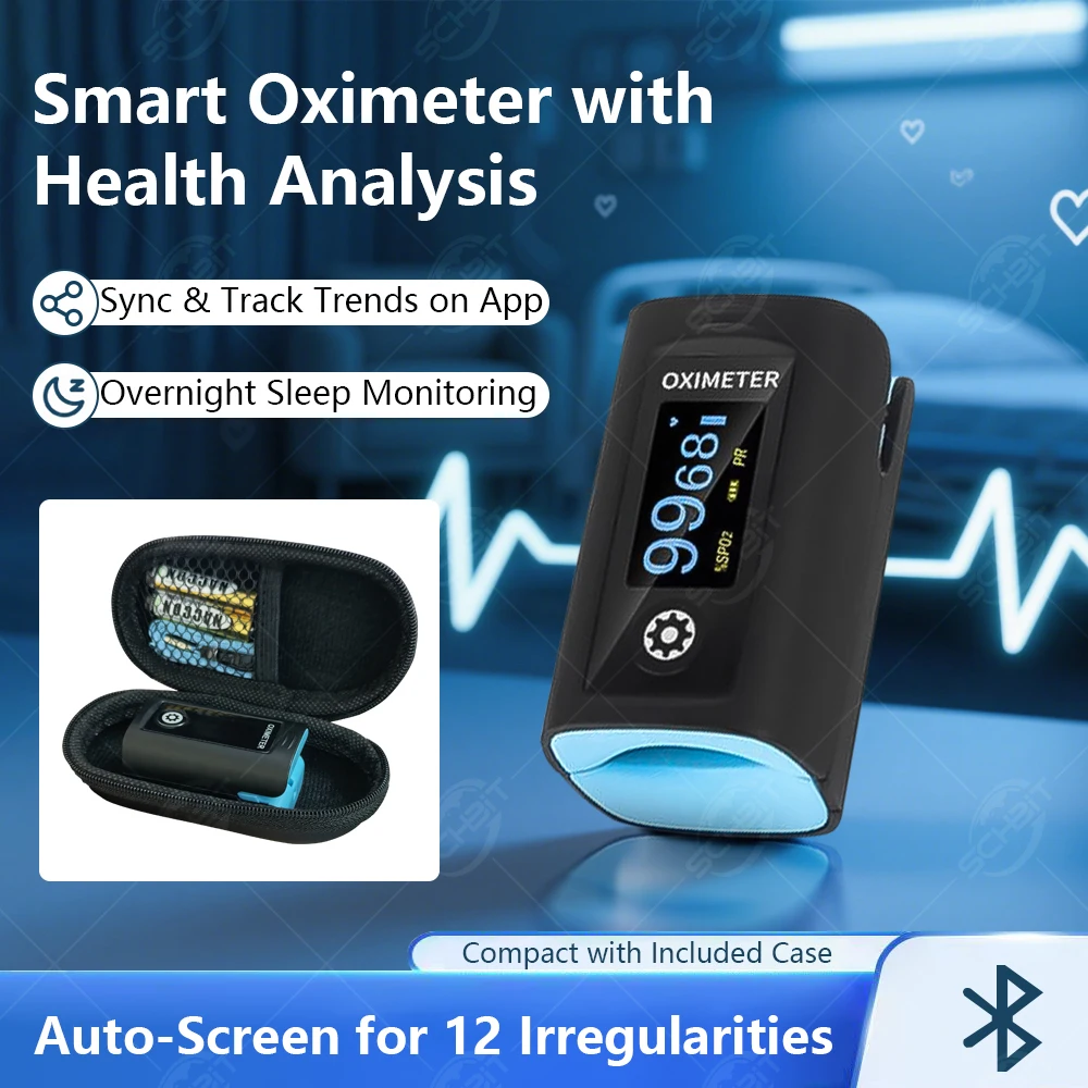 

Fingertip Pulse Oximeter with Alarm Reminder and Bluetooth 4.0 Pulse Oximeter, Blood Oxygen Saturation Monitor Oximeter Fingerti