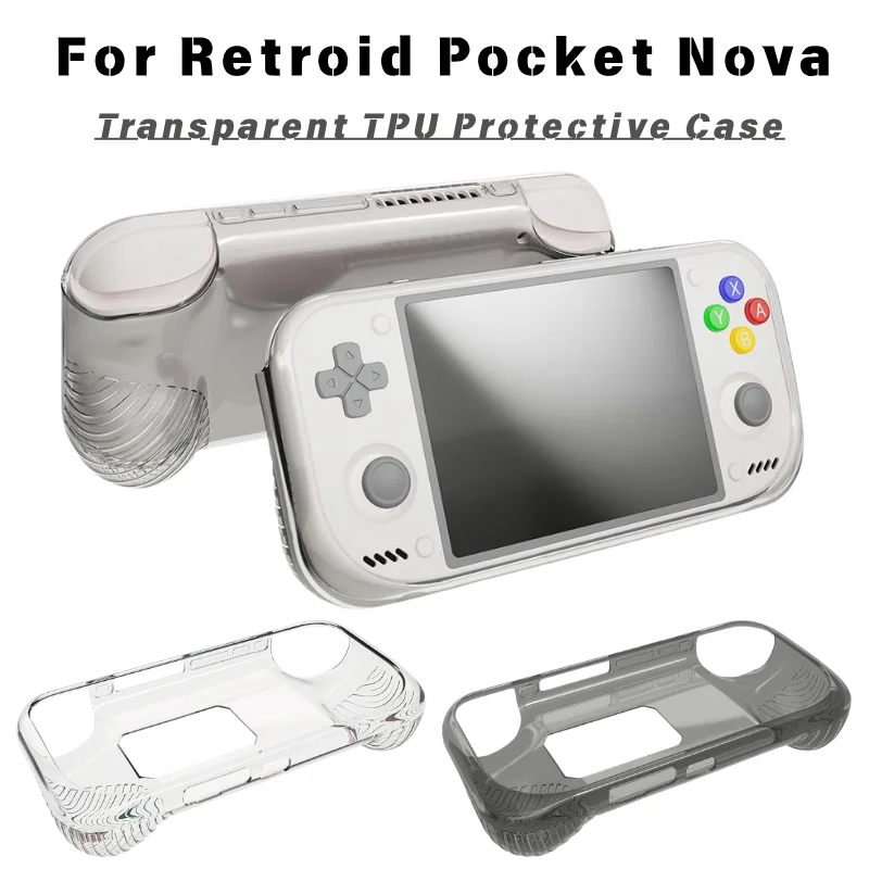 For Retroid Pocket Nova Transparent TPU Protective Case Shockproof Anti Slip Full Cover Shell Full Wrap Handheld Game Console