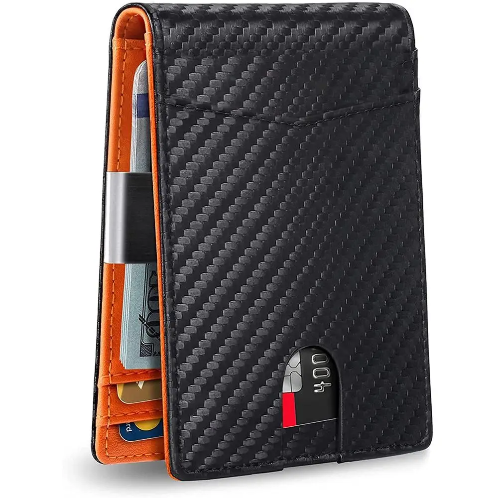 with Money Clip Mens Slim Wallet Anti-scan RFID Blocking ID Credit Card Holder Front Pocket Slim Thin Small Wallet for Women Men