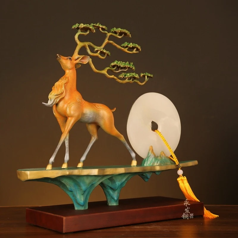 All-copper nine-color deer ornament, home living room wine cabinet decoration