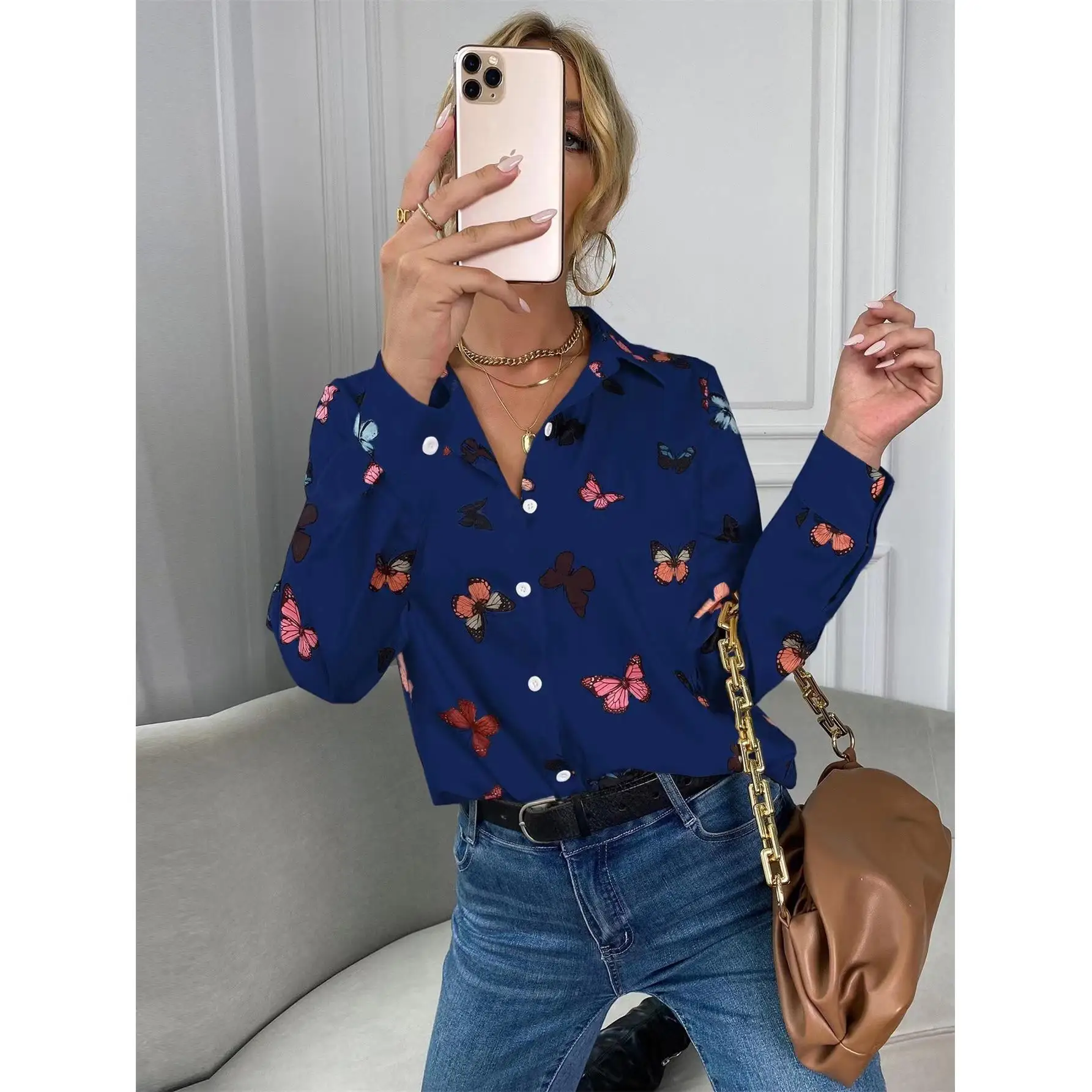 ชุดเดรสยาวพิมพ์ลายผ้าโพลีเอสเตอร์ทรงปกติ ความยาวระดับเข่า สำหรับฤดูใบไม้ผลิ แฟชั่นสำหรับผู้หญิง ชุดเดรสผ้าใยโพลีเอสเตอร์