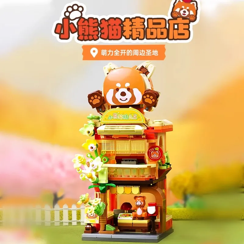 Kleurrijke straatscène geassembleerd bouwsteen speelgoed ornament meisje verjaardagscadeau kinderen puzzel