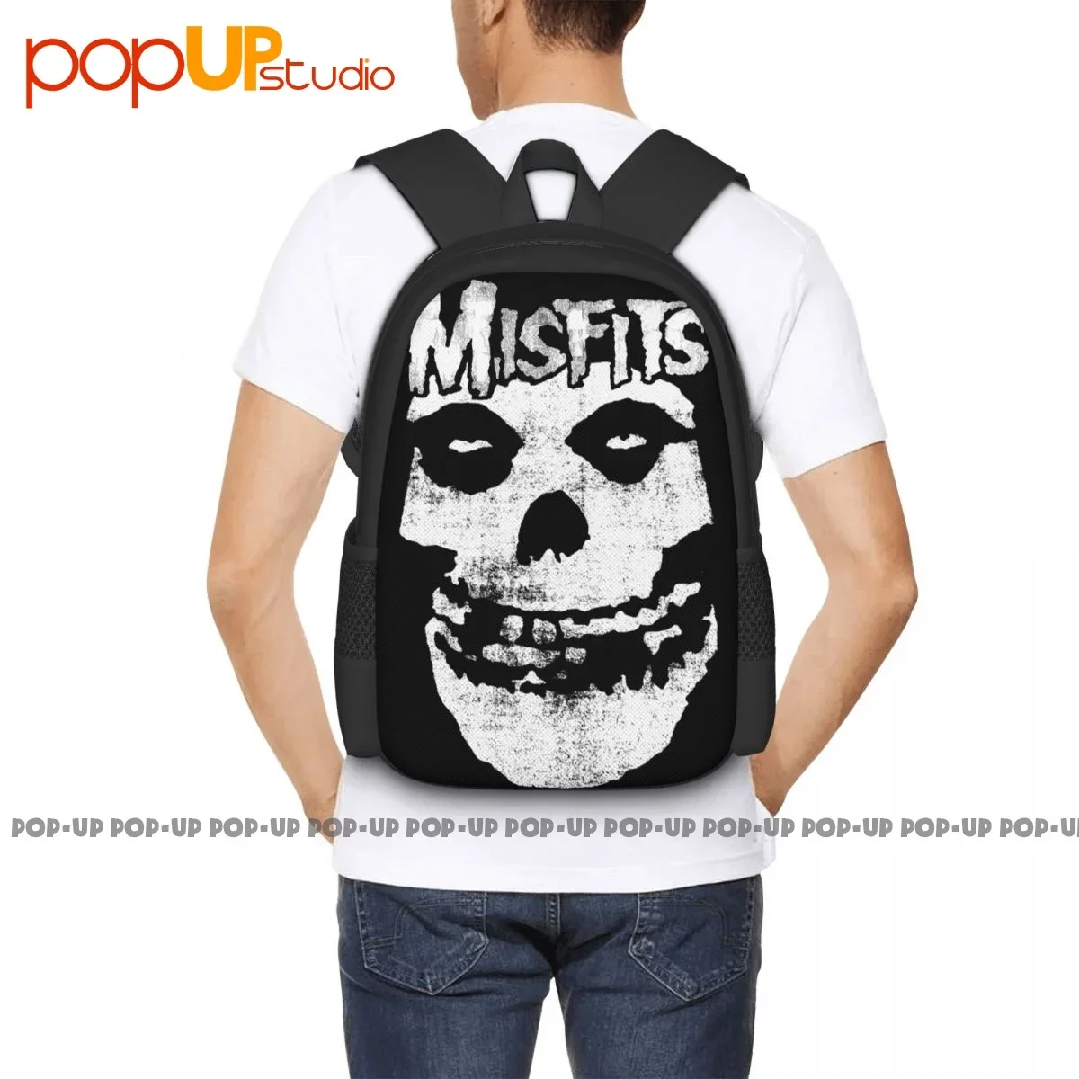 Tultex Misfits Distressed Skull Classic Backpack Large Capacity Travel Softback Sports Style Multi-function