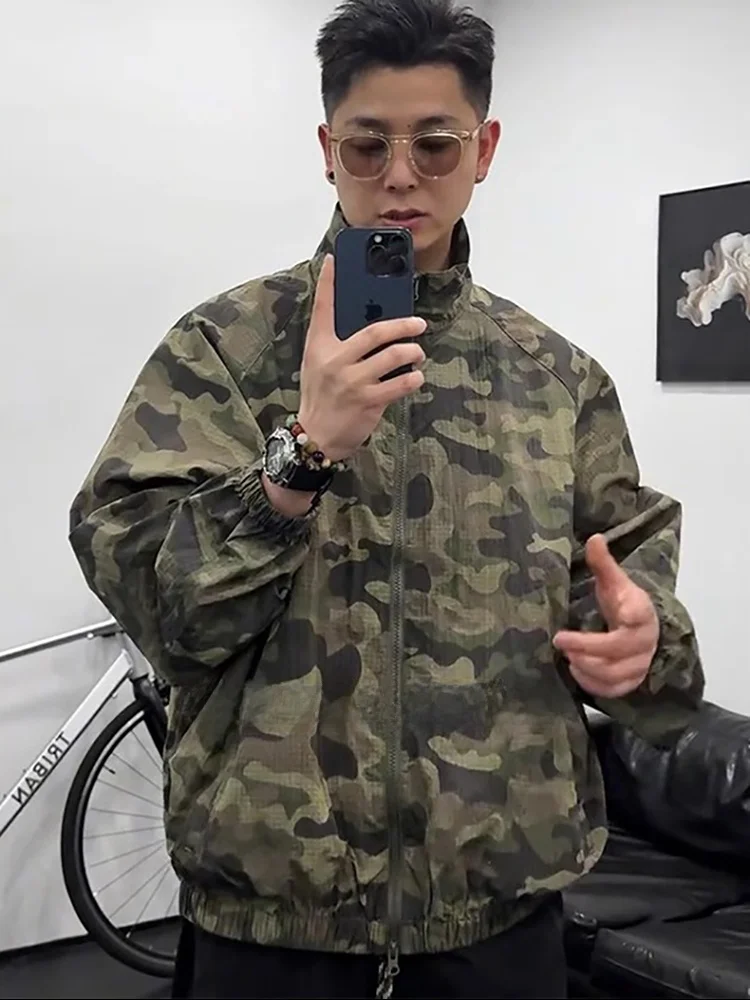 

Высококачественная летняя мужская спортивная верхняя одежда из ледяного шелка с быстрой сушкой, камуфляжная, легкая, с воротником-стойкой, модная...