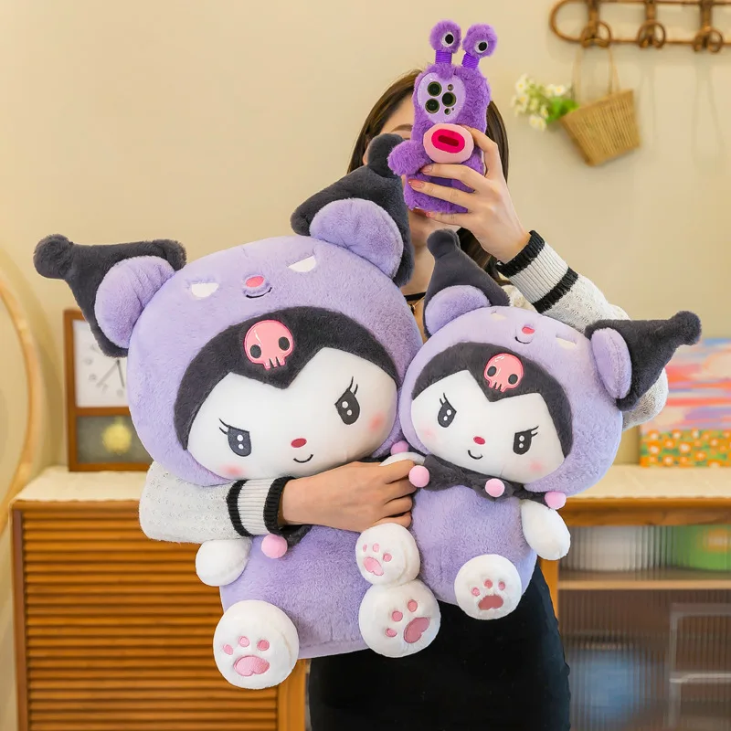 

Большой размер Sanrio Kuromi плюшевые игрушки Kawaii мягкие Kuromi плюшевая анимэ кукла Мультяшные куклы домашний декор для девочек и детей Детский подарок