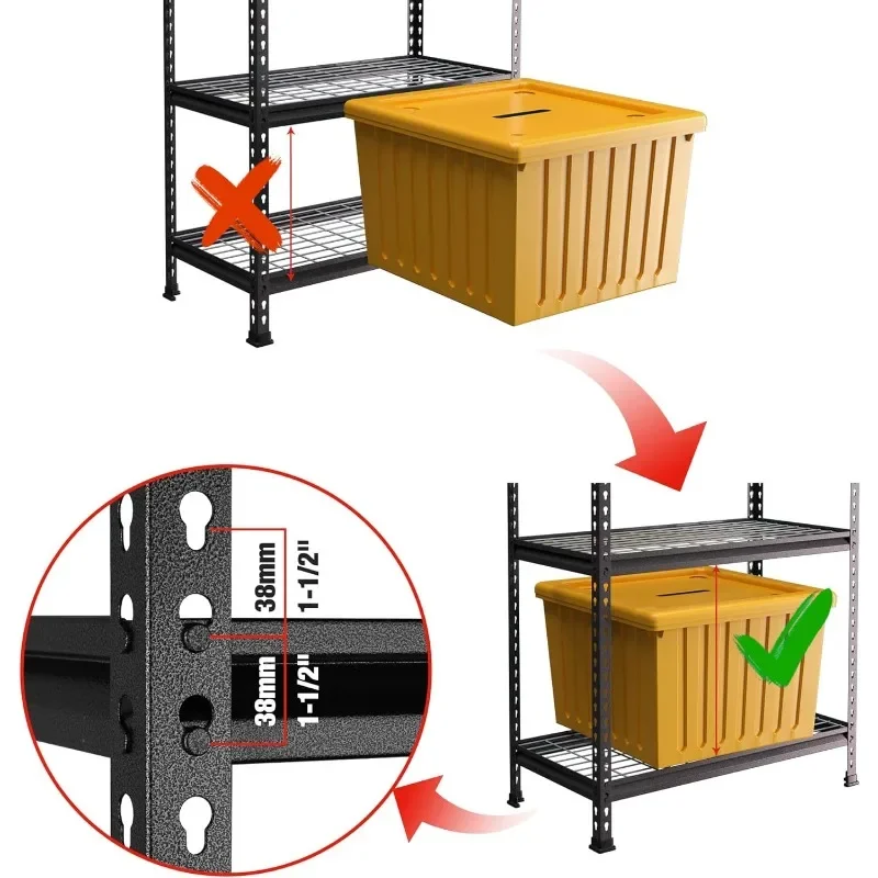 Imagem -05 - Workpro-unidade do Shelving do Armazenamento do Metal Cremalheira Ajustável Prateleira Resistente Capacidade de Carga 4000 Lbs 48 w x 24 d x 72 h