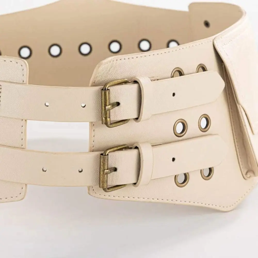 Vintage Women's Waist Bag Round Eyelet Y2K Pockets Waist Strap Chic Waterproof Trouser Decorative Waistband Clothing Accessories