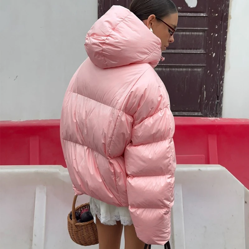 Tornova moda curto algodão acolchoado casaco feminino casual zíper fofo com capuz algodão mangas compridas casaco outono inverno outerwear