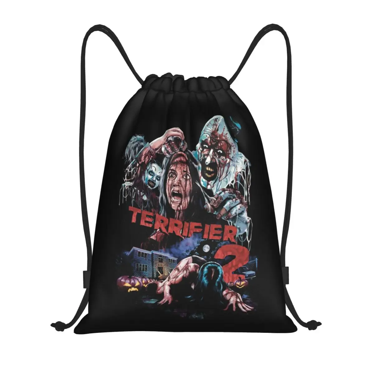 Custom Terrifiers Halloween Horror Movie Drawstring Backpack Bags Women Men Lightweight Gym Sports Sackpack Sacks for Traveling