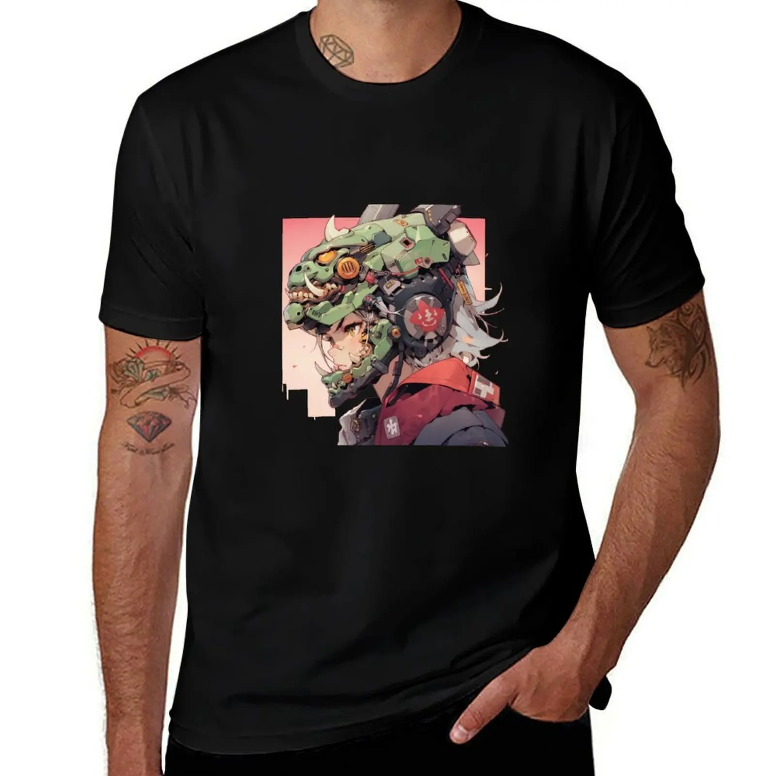 

Oni Mask Mech girl T-Shirt T-shirts oversize Funny t-shirts vintage anime shirt Louboutins mens t shirts top quality