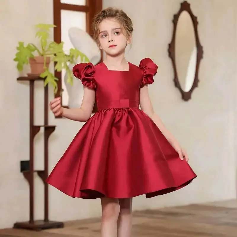 Новое детское атласное платье принцессы с объемными рукавами для девочек, высококачественная новинка и экзотическая одежда для танцев специального назначения