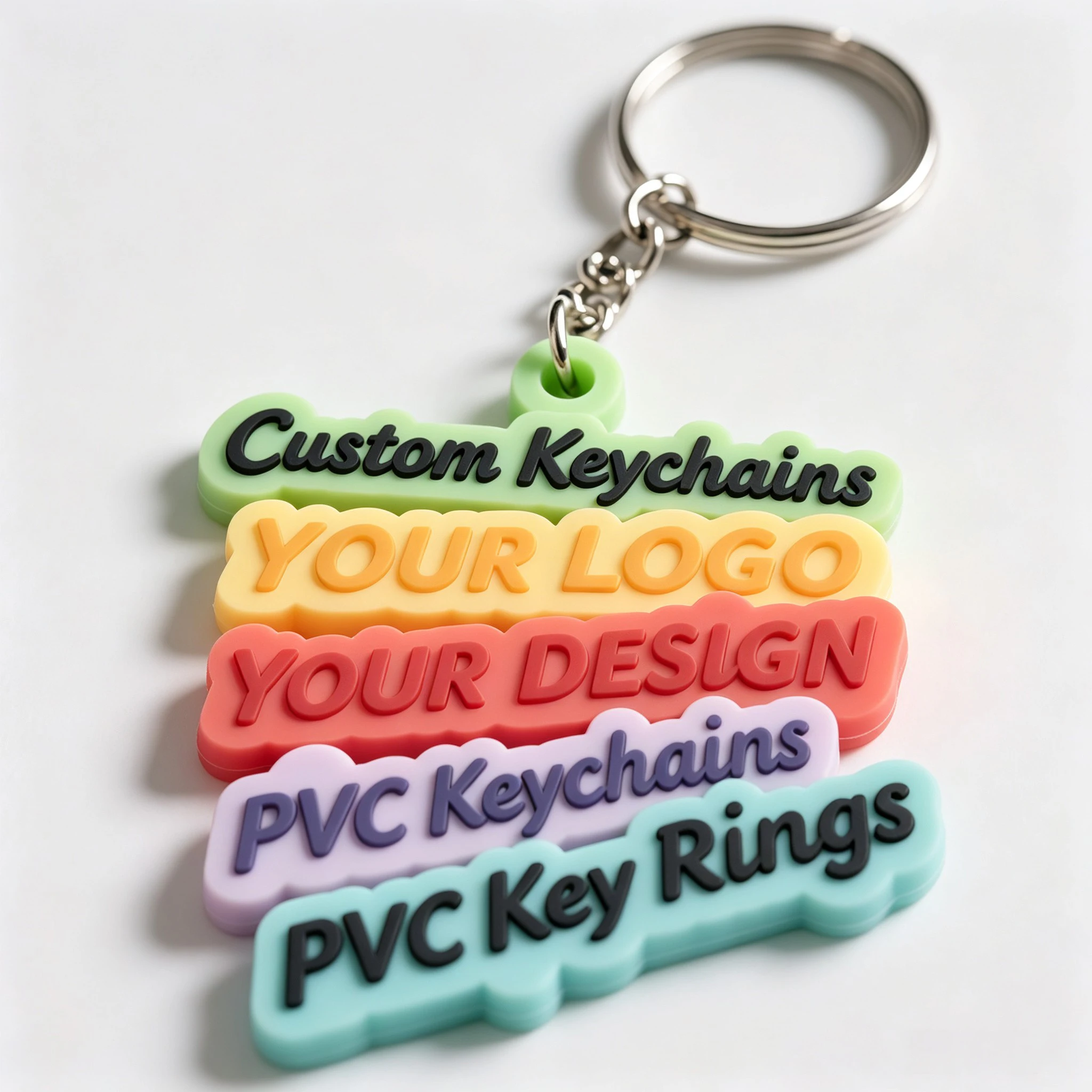 Custom Cute Rubber 2D Soft PVC Keychain, Plastic Customized Name Keychain PVC Rubber Logo KeyChain