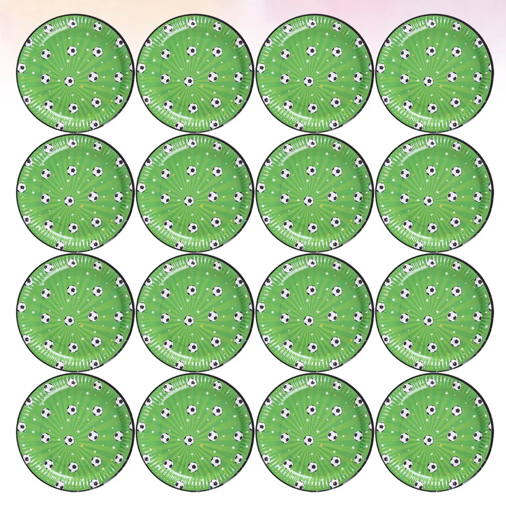 16Pcs Football Pattern Disposable Paper Plates Premium Food Safe Lightweight for Themed Parties Catering Events Buffet Potluck