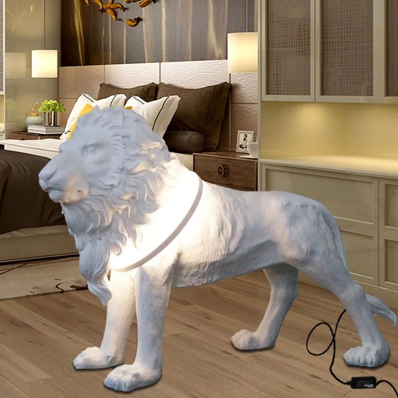 Sales Hotel FRP Xiangrui Lion Decoration Sculpture Living Room Villa Exhibition Hall Floor Lamp