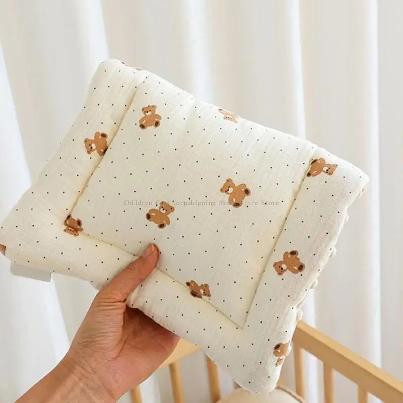 Dotted Patterned Pillow with Rabbit Bear Pattern Cotton Pillow with Dotted Pattern Lightweight for Baby Gift