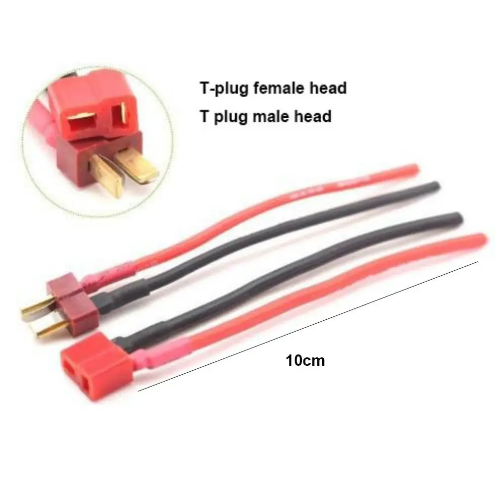 4pcs T-shaped Battery T-shaped Plug Model with Wire 10cm Airplane Battery Docking 14AWG/16AWG Lithium Battery Docking Plug