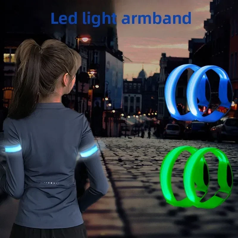 LED Luminous Sports Bracelet Armband Safety Reflective Fluorescent Night Running Cycling Concert Party Props for Adults Kids