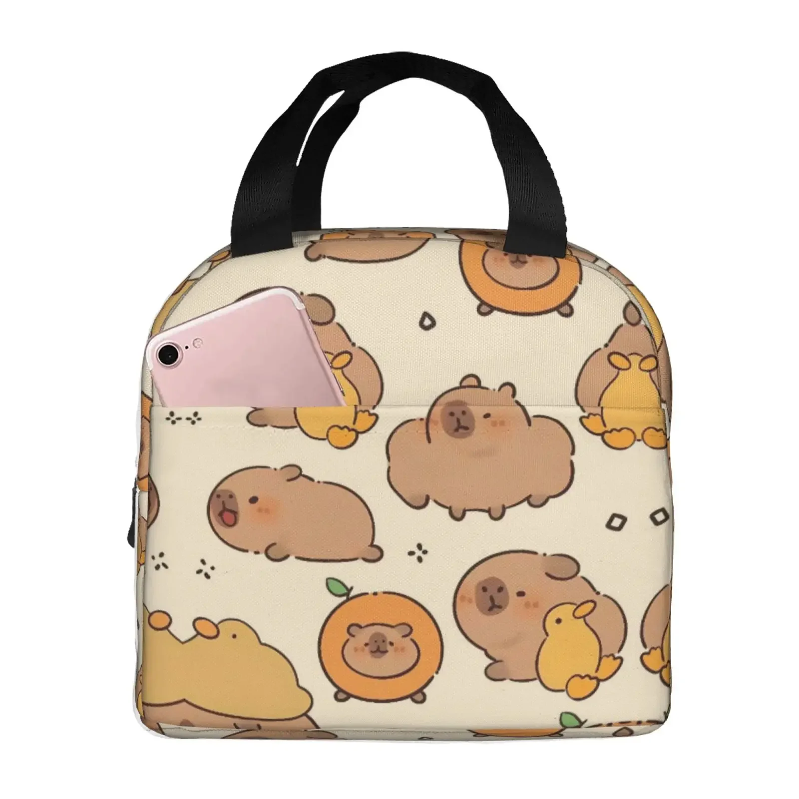 Cute Cartoon Capybara Series Pattern Insulated Lunch Box Leak-proof Thermal Cooler Lunch Bag for Men Women Kids Work Trip Picnic